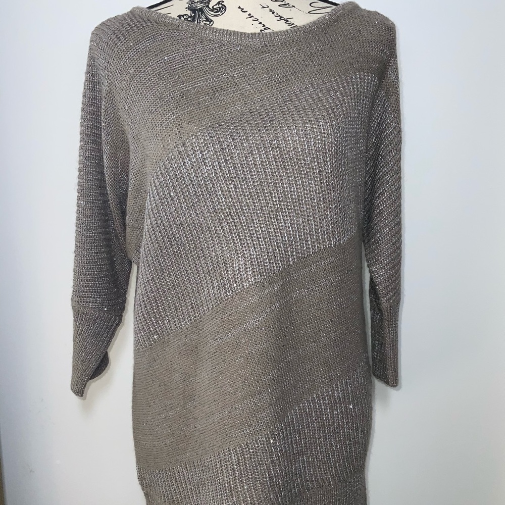 NWT Sheer Shimmery Mixed Stitch Sweater